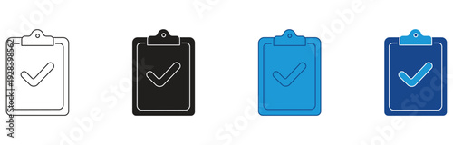 Task Approval icon set.  Checkmarks, todo plan with tasks, checkbox form sign . Vector illustration.