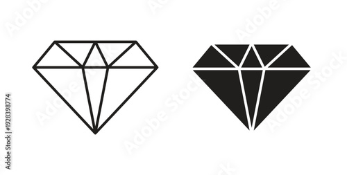 Gem icon style design pack on white background. Thin line and clipart style