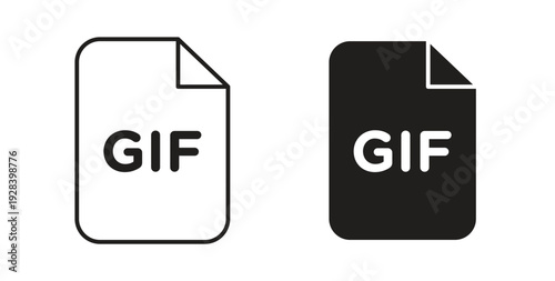 Gif icon style design pack on white background. Thin line and clipart style