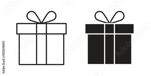 Gift icon style design pack on white background. Thin line and clipart style