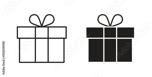 Gift icon style design pack on white background. Thin line and clipart style