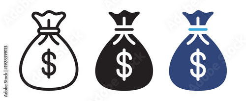 Money Bag Icon – Cash, Wealth, and Finance Vector Illustration