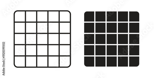 Grid icon style design pack on white background. Thin line and clipart style
