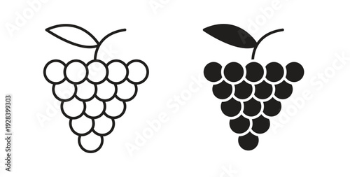 Grape icon style design pack on white background. Thin line and clipart style