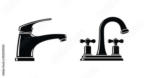 Two faucet designs a modern and traditional style silhouette