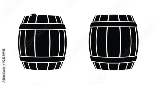 Two black barrels depicted in a striking flat silhouette