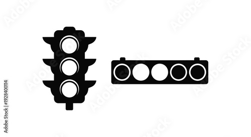 Traffic light illustration with a bold dark silhouette