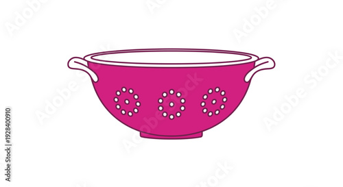 Pink kitchen colander with handles.