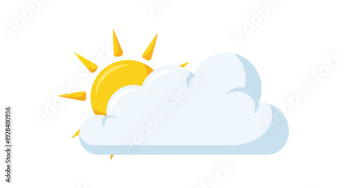 Sun Shining Behind White Clouds.