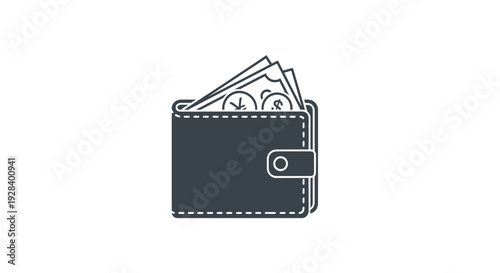 Black leather wallet with cash.