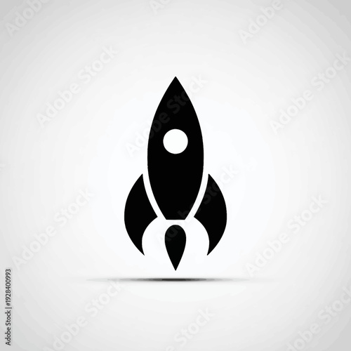 Rocket icon silhouette. Minimalist black vector symbol for startup launch, business success, space exploration, and innovation concept.