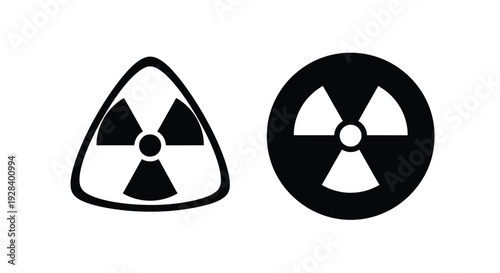 Two black radiation warning symbols presented as a striking silhouette