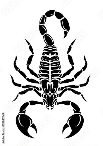 Black Scorpion Silhouette Vector Illustration - Detailed Arachnid Design Element for Graphic Projects or Tattoo Art