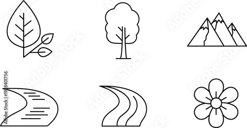 set of icons of nature