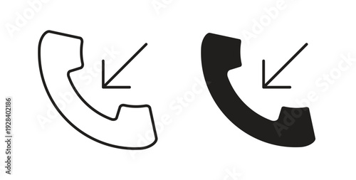 Incoming Call icon style design pack on white background. Thin line and clipart style