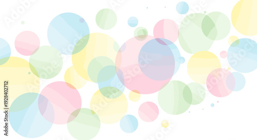 Abstract Soft Pastel Bokeh Background with Overlapping Colorful Circles in Flat Style