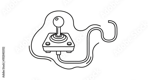 A simple line drawing of a joystick with wires on a plain background from a straightforward viewpoint