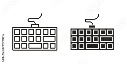 Keyboard icon style design pack on white background. Thin line and clipart style