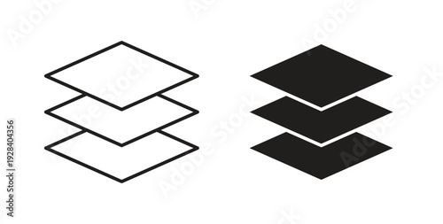 Layers icon style design pack on white background. Thin line and clipart style