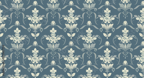 Antique Teal and Ivory Damask for Stylish Interior Decoration