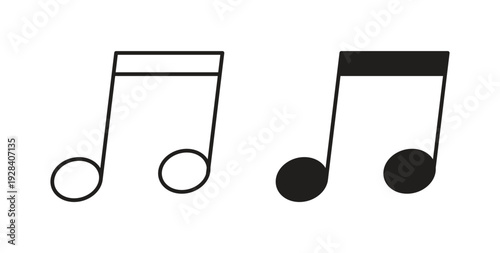 Music icon style design pack on white background. Thin line and clipart style
