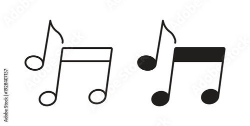 Music icon style design pack on white background. Thin line and clipart style