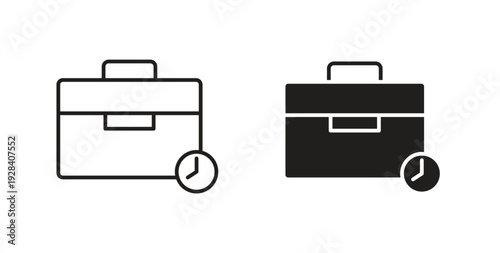 Office time icon style design pack on white background. Thin line and clipart style