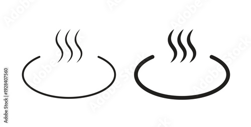 Onsen icon style design pack on white background. Thin line and clipart style