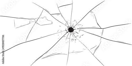 Black and white of a shattered glass surface broken glass