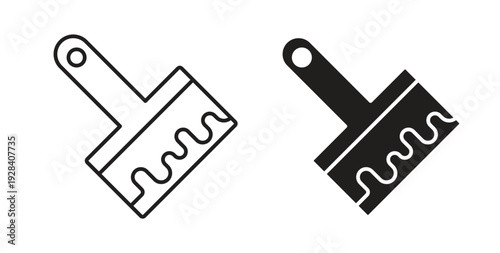Paint brush icon style design pack on white background. Thin line and clipart style