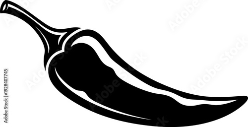 Black and white illustration of a chili pepper