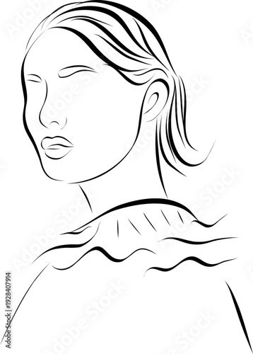Minimal Woman Line Art Portrait Vector Illustration