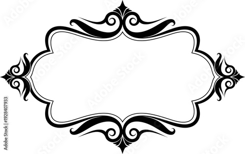 Ornate black and white decorative border design element