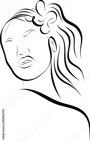 Minimal Woman Line Art Portrait Vector Illustration