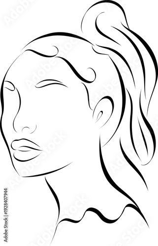 Minimal Woman Line Art Portrait Vector Illustration