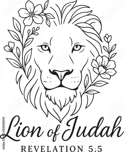 Lion of Judah Floral SVG, Jesus' lion of Judah svg, Revelations 5:5 Svg