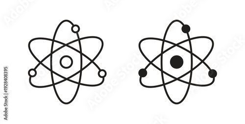 Physics icon style design pack on white background. Thin line and clipart style