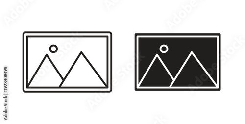 Picture icon style design pack on white background. Thin line and clipart style