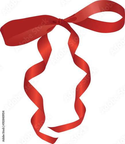 Red bow for a wedding or celebration with long twisted ends