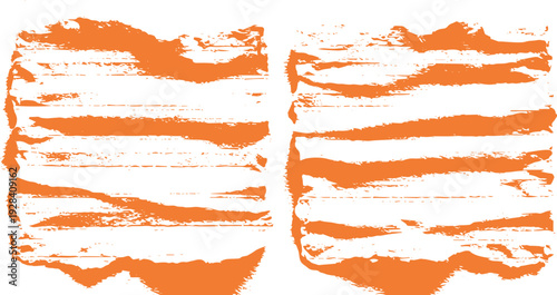 Two orange abstract grunge brush stroke textures