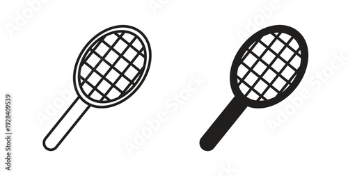 Racquet icon style design pack on white background. Thin line and clipart style