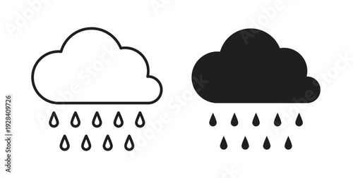 Rain icon style design pack on white background. Thin line and clipart style