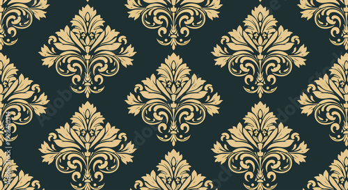 Intricate European Damask Design for Wallpaper and Upholstery