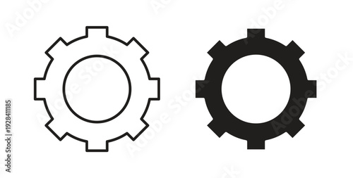 Settings icon style design pack on white background. Thin line and clipart style