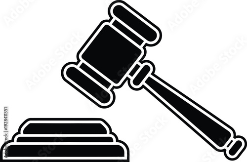 Law gavel and block icon