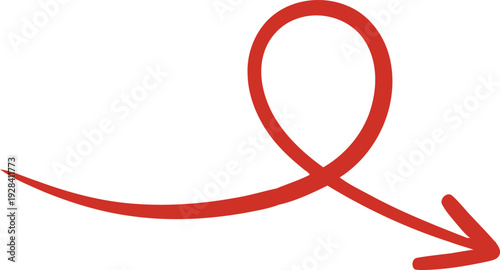 Red Arrow Directional Symbol in Simple Minimalist Design with Bold Red Color on White Background for Graphic Design