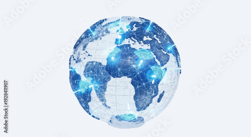 Global interconnectedness and digital network on planet Earth illustration
