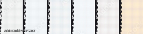 Torn sheets set of grid checkered paper with binder holes along the margin. Graph paper sheet texture vertical backgrounds set. Off white, light beige, old yellow notebook pages vector illustration
