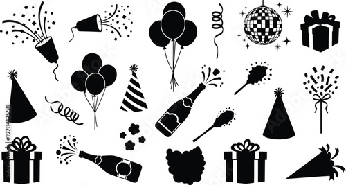 Party celebration icons and symbols