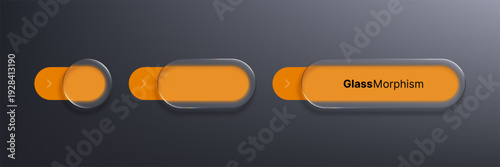 Liquid glass morphism vector interface with ui button elements. Three modern design toggles for web and mobile application.